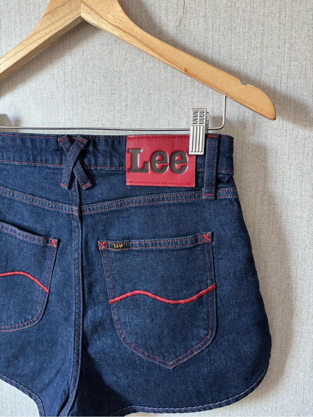 Lee Dark Blue Denim Shorts with Red Trim